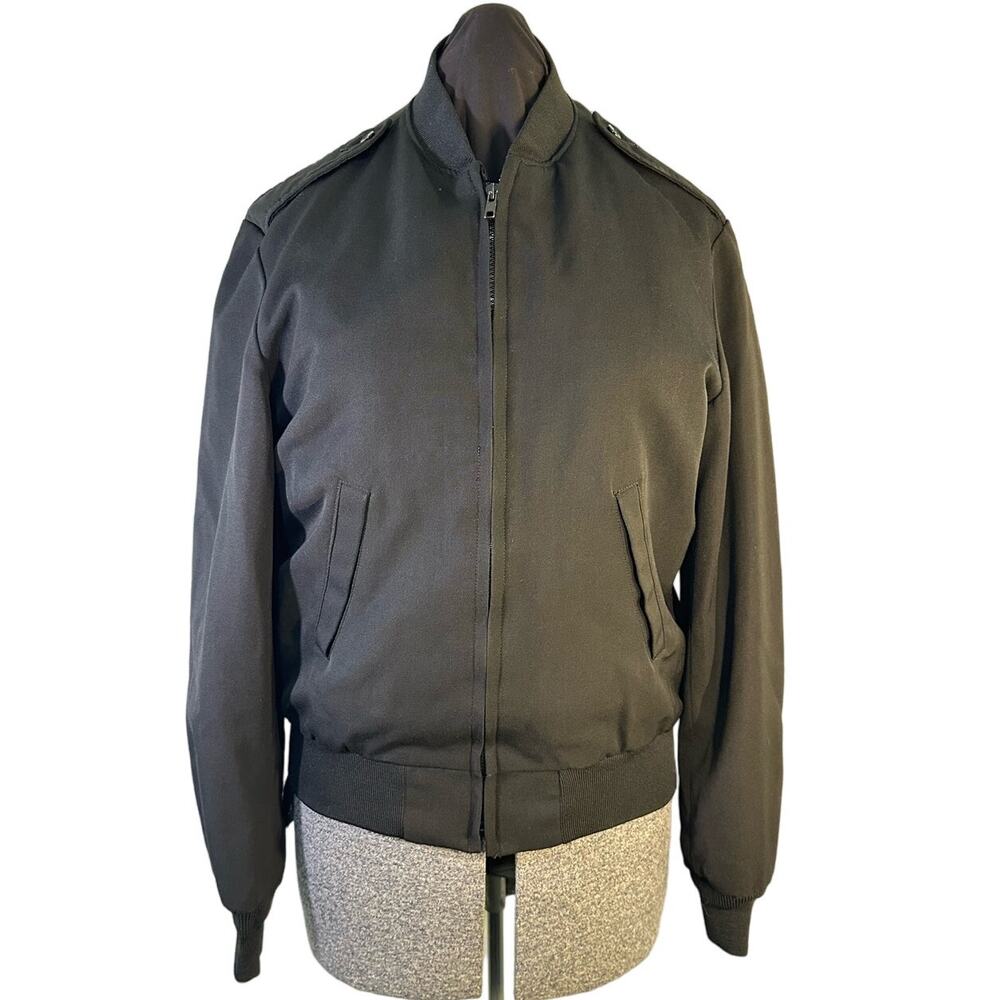 Vintage Patriot by Weintraub Bros Co Bomber Jacket - Black Wool Blend